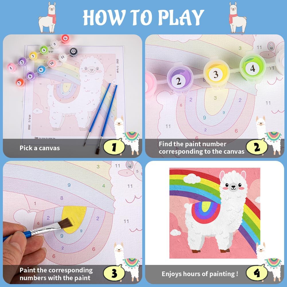 Pintura por números para niños de 8 a 12 años, kits de pintura acrílica fácil por números para niñas, niños y adultos con marco de madera, kits de