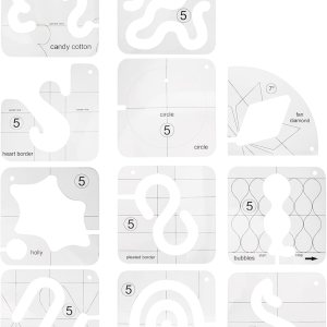 Juego de plantillas de acolchado, 11 piezas para máquina de coser doméstica, reglas de plantilla de acolchado de movimiento libre, transparentes Juego de plantillas de acolchado, 11 piezas para máquina de coser doméstica, reglas de plantilla de acolchado de movimiento libre, transparentes