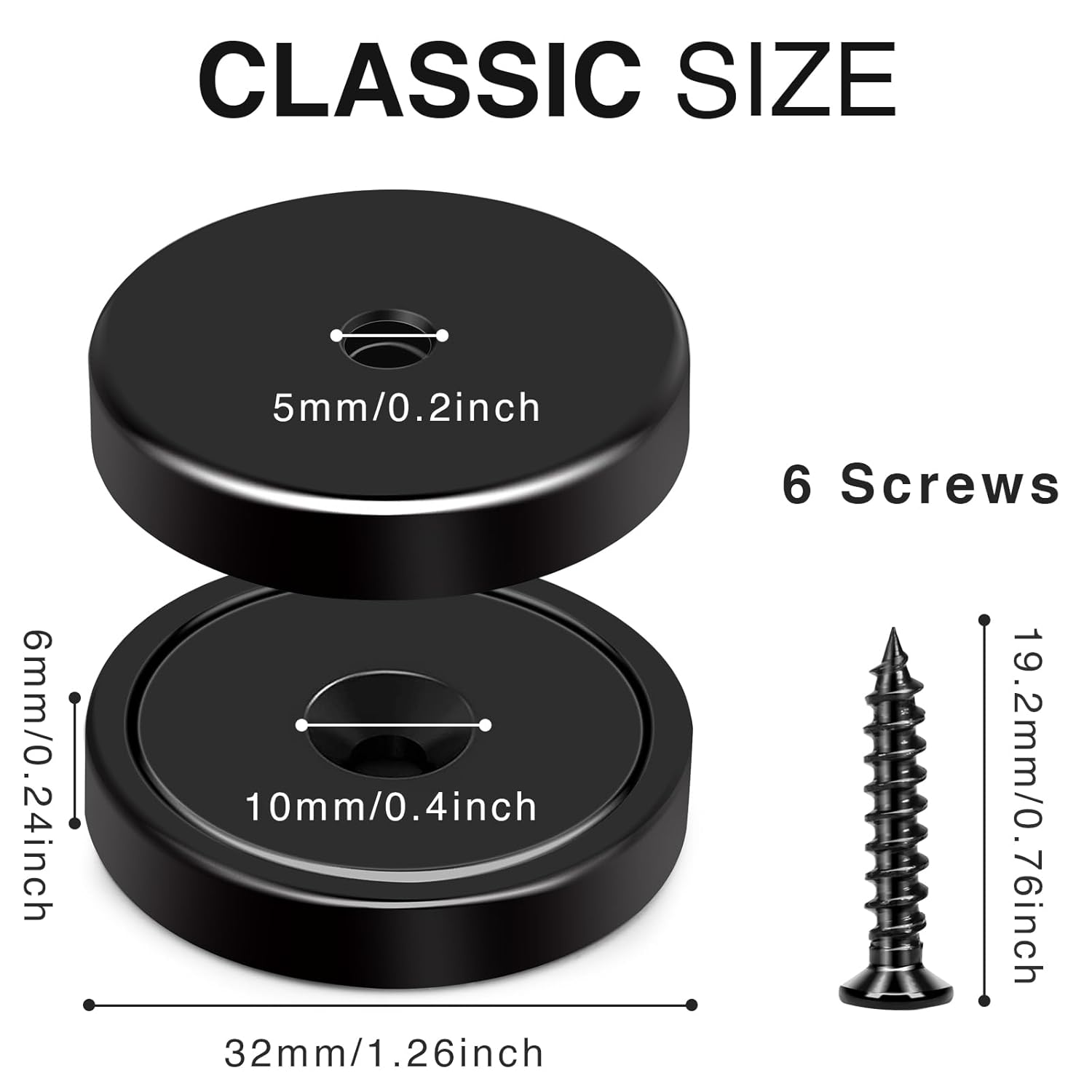 MIKEDE Imanes fuertes con agujero, 100 libras + imanes de neodimio resistentes con tornillo inoxidable para montaje en pared, imanes de base redonda