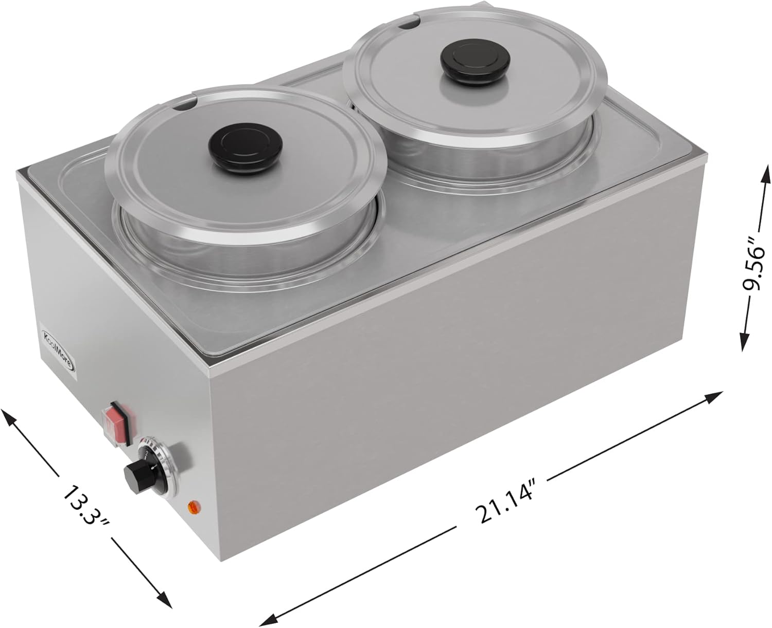 KoolMore Calentador de alimentos comercial Bain Marie para encimera, estación de sopa y servidor de mesa de buffet con dos ollas para servir,