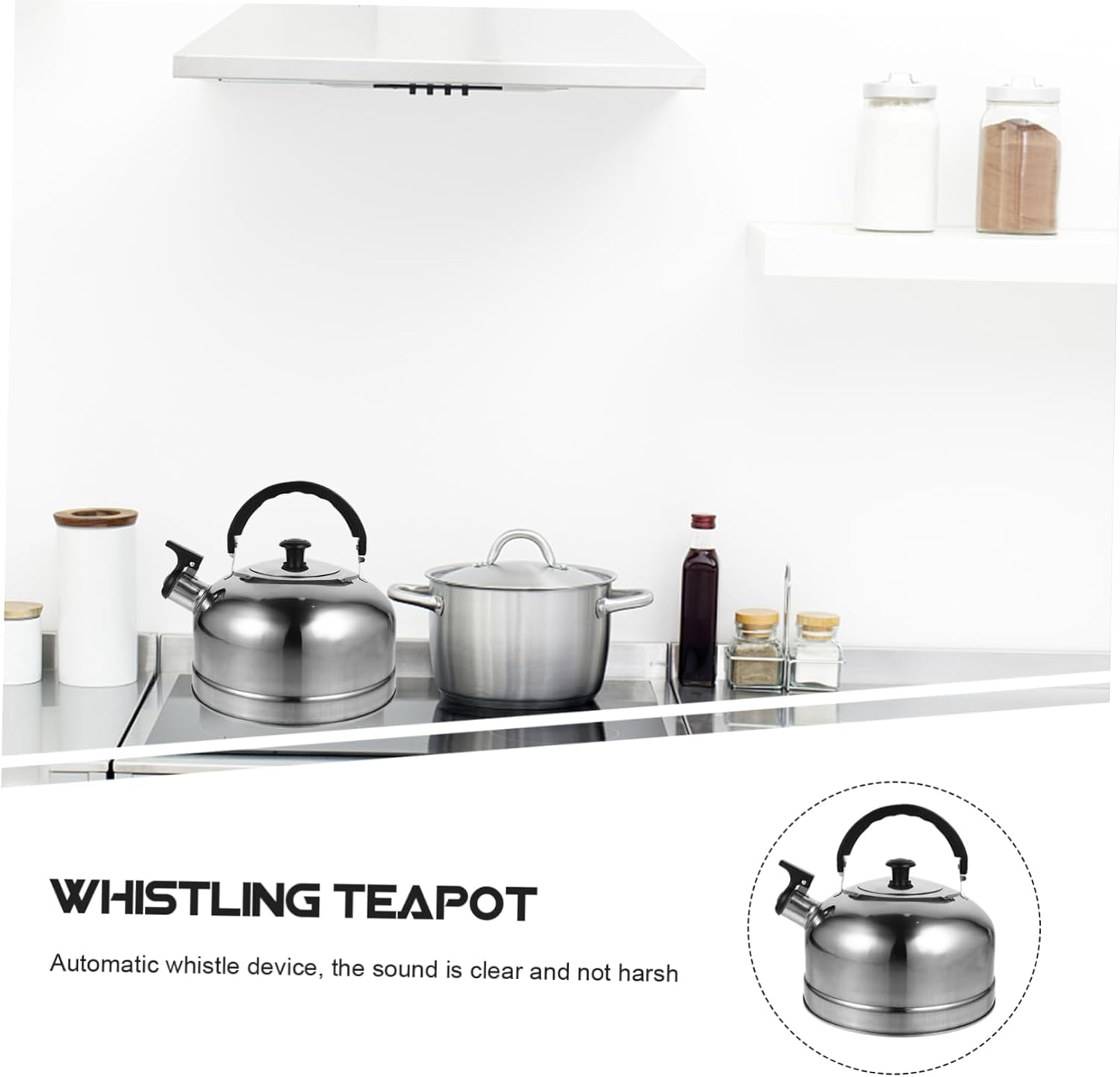 NOLITOY Olla de sonido para camping, tetera para acampar, hervidor de hervidor, silbato fuerte, tetera, silbido, tetera, tetera de acero inoxidable,