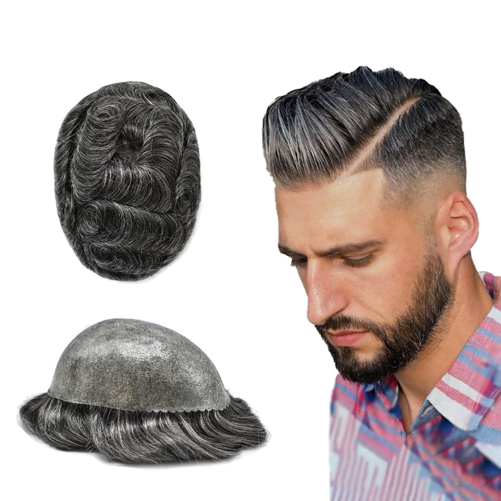 Tupé de cabello humano real para hombre, sistema de reemplazo de piezas de pelo para hombres, pieza de pelo polivinílico para hombres, invisible,