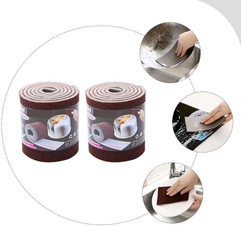 Healeved 2 rollos Emery Cepillo de limpieza de cocina, esponjas lavables para platos, cepillo de baño, esponjas de limpieza, esponjas de limpieza