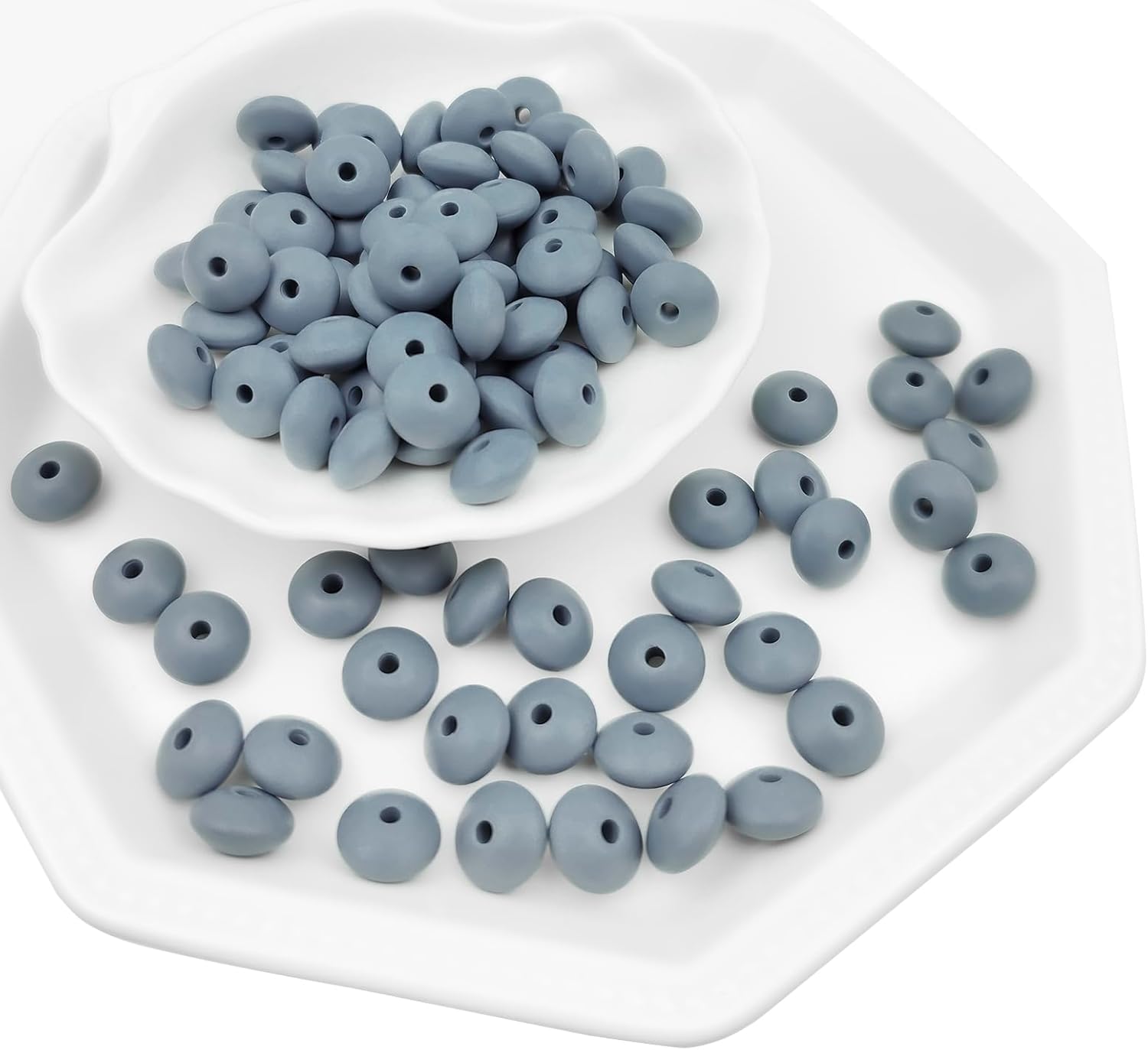 Mulutoo 100 cuentas de silicona de lentejas de 0.472 pulgadas (0.472 in), kit a granel de cuentas de silicona para llavero, collar, pulsera,