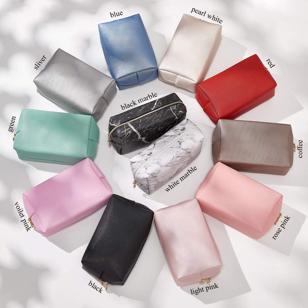 Sohynca Bolsa de cosméticos de piel sintética para mujer, bolsa de maquillaje minimalista para uso diario, bolsa de almacenamiento portátil, pequeña