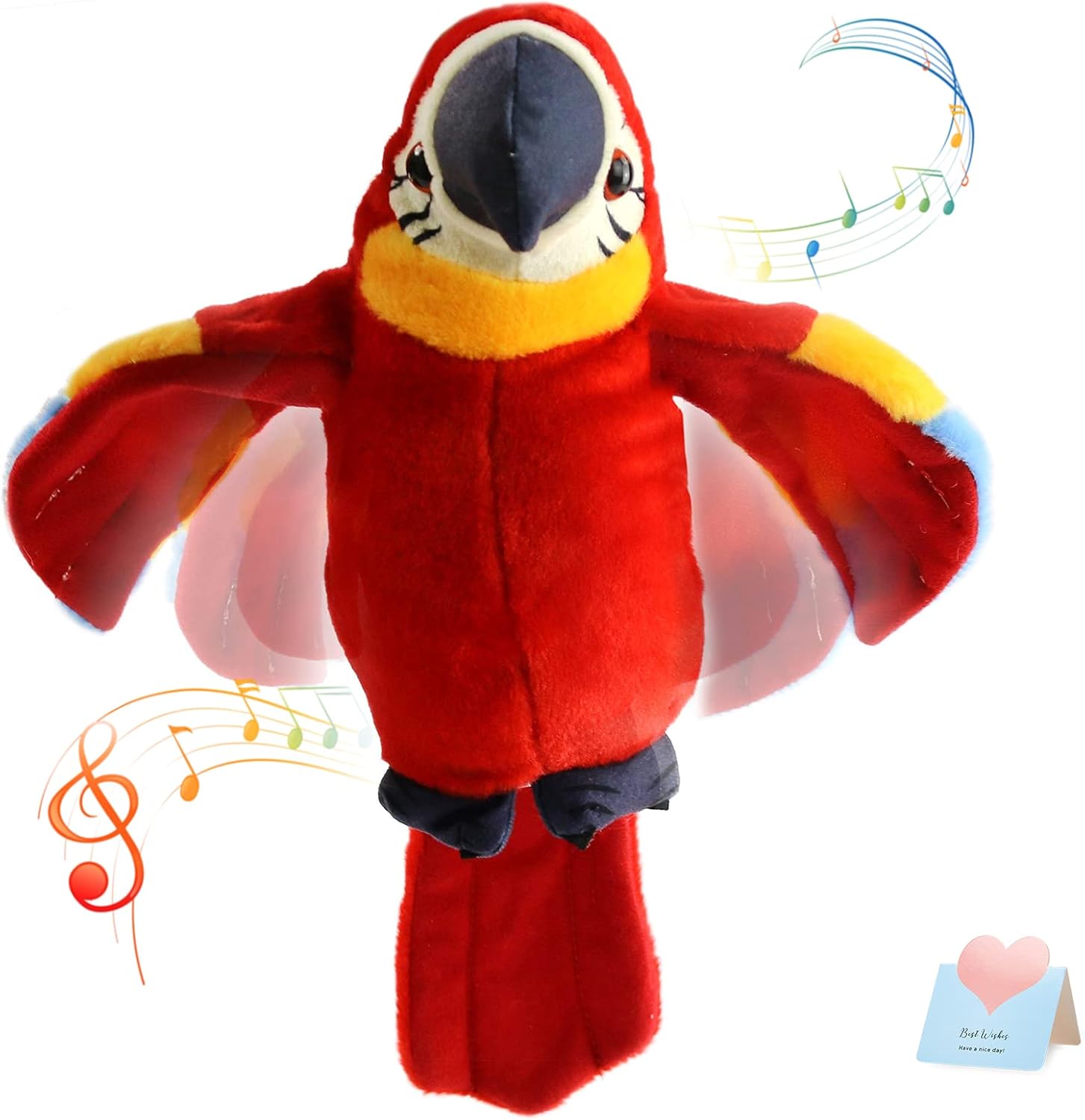 Houwsbaby Pal de peluche parlante, repite lo que dices, animal de peluche de guacamayo, disco electrónico, interactivo, animado, agitado, pájaro,