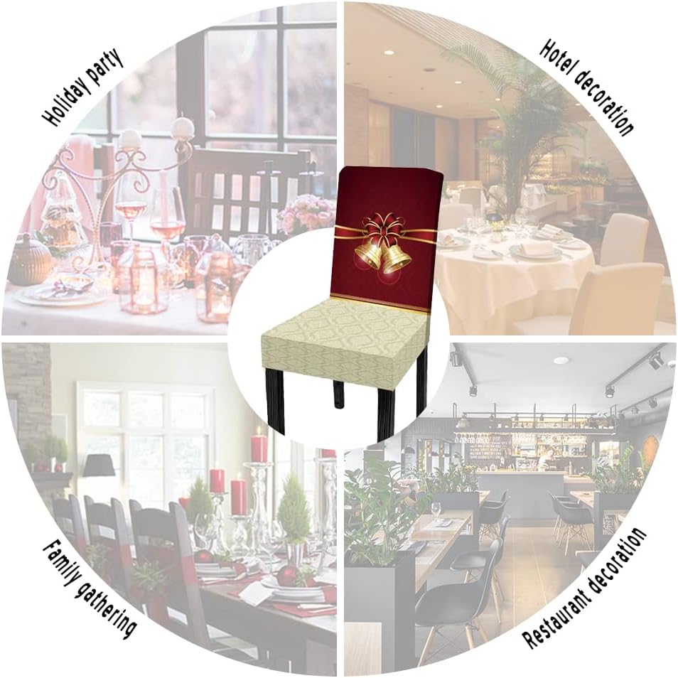 Fundas para sillas de comedor navideñas, 6 piezas, elásticas estampadas, fundas de asiento para decoración de vacaciones, fiestas, cocina, comedor