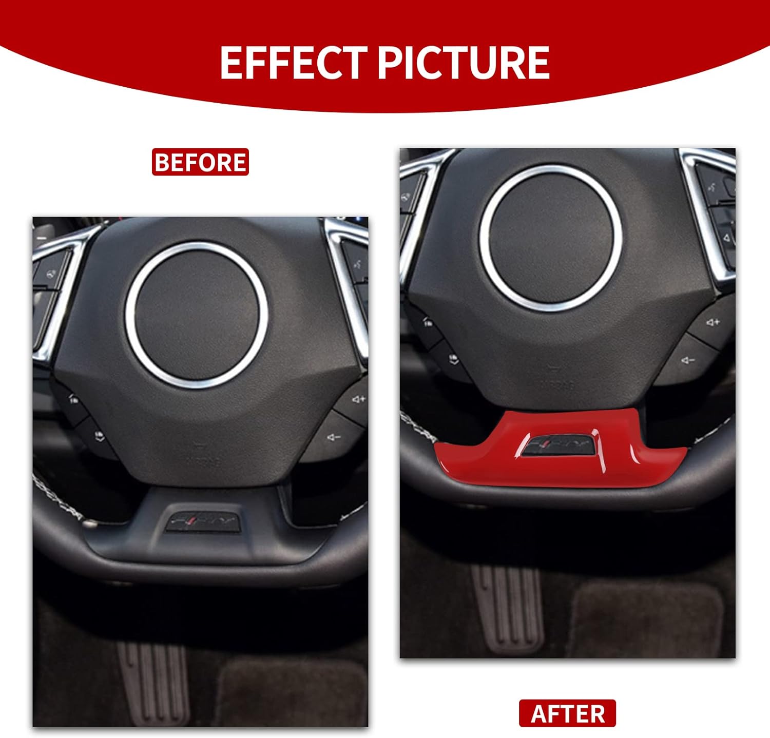 CheroCar Cubierta decorativa para volante Chevrolet Camaro Accesorios interiores para Chevrolet Camaro 2017-2022 (rojo)