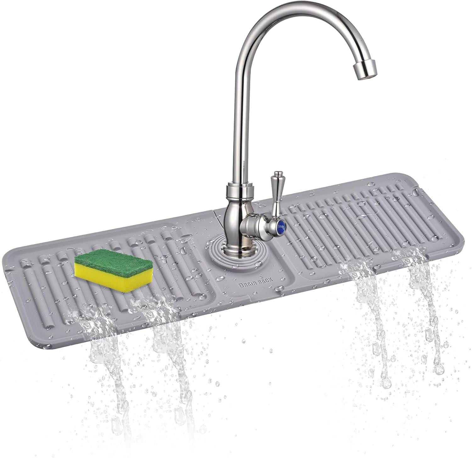 SKitchen – Protector contra salpicaduras para fregadero de 14.5 x 5.5 pulgadas, protector de salpicaduras mejorado para grifo con drenaje