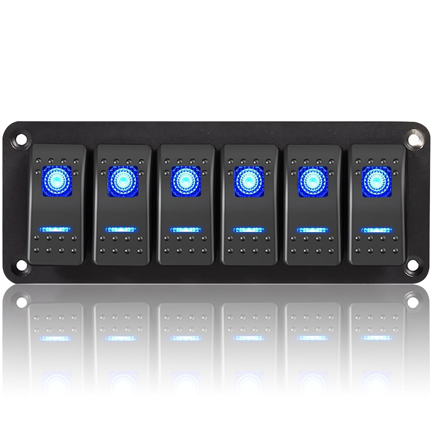 Panel de interruptores de palanca de aluminio impermeable de 6 bandas, panel de interruptor basculante de 12 V24 V, interruptor de encendido y
