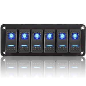 Panel de interruptores de palanca de aluminio impermeable de 6 bandas, panel de interruptor basculante de 12 V24 V, interruptor de encendido y Panel de interruptores de palanca de aluminio impermeable de 6 bandas, panel de interruptor basculante de 12 V24 V, interruptor de encendido y