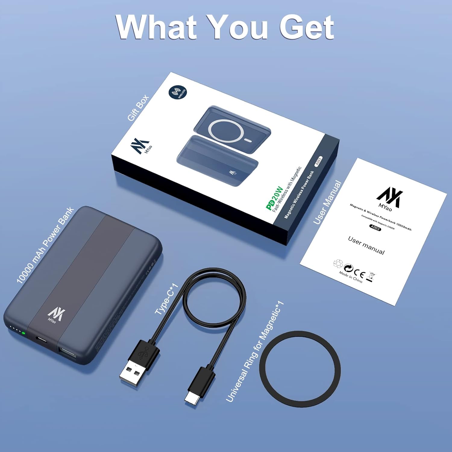 Banco de energía magnético para iPhone, cargador portátil inalámbrico de 10000 mAh, batería USB con PD de 20 W de carga rápida, cargador de teléfono
