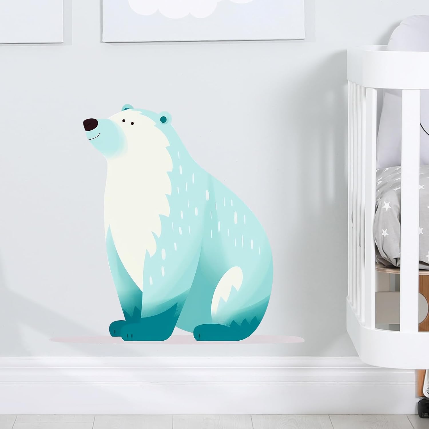 RoyoLam Calcomanías de pared de oso polar de dibujos animados para niños, calcomanías de pared extraíbles para despegar y pegar, decoración del