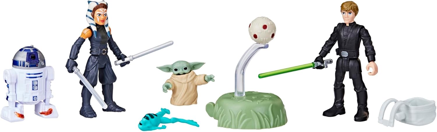 STAR WARS Mission Fleet, juego de figuras de acción Grogu a escala de 2.5 pulgadas con 4 figuras y 7 accesorios, juguetes para niños y niñas de 4