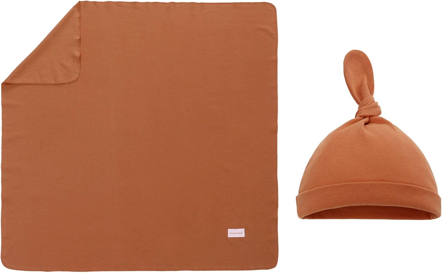 Miracle Baby Juego de manta y gorro para recién nacido, suave y elástica para bebés, niños y niñas, L 47 x 47 pulgadas (naranja)