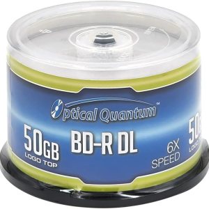 Optical Quantum Disco grabable de doble capa Blu-ray de 50 GB 6X BD-R DL Logo Top, husillo de 50 discos (MPN OQBDRDL06LT-50) Optical Quantum Disco grabable de doble capa Blu-ray de 50 GB 6X BD-R DL Logo Top, husillo de 50 discos (MPN OQBDRDL06LT-50)