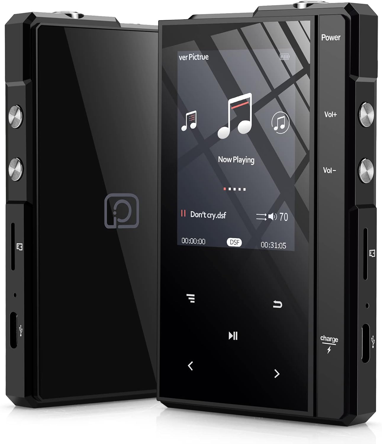 Phinistec Reproductor de MP3 de alta fidelidad con Bluetooth, decodificación de hardware nativo DSD256, reproductor de música de audio digital de