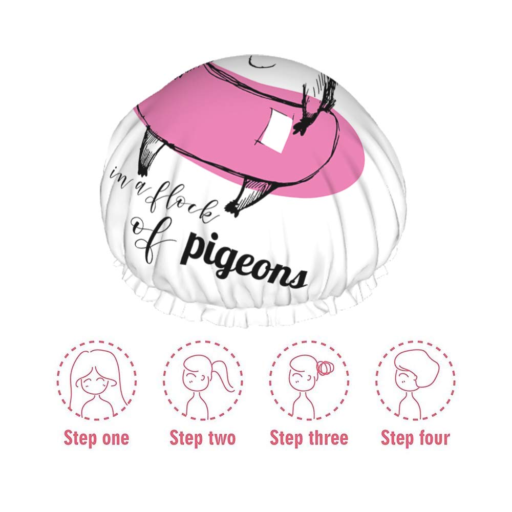 Swono Fnuuy – Gorro de ducha para gatos, diseño de dibujos animados con flamenco rosa, impermeable, doble capa, perfecto para todas las longitudes y