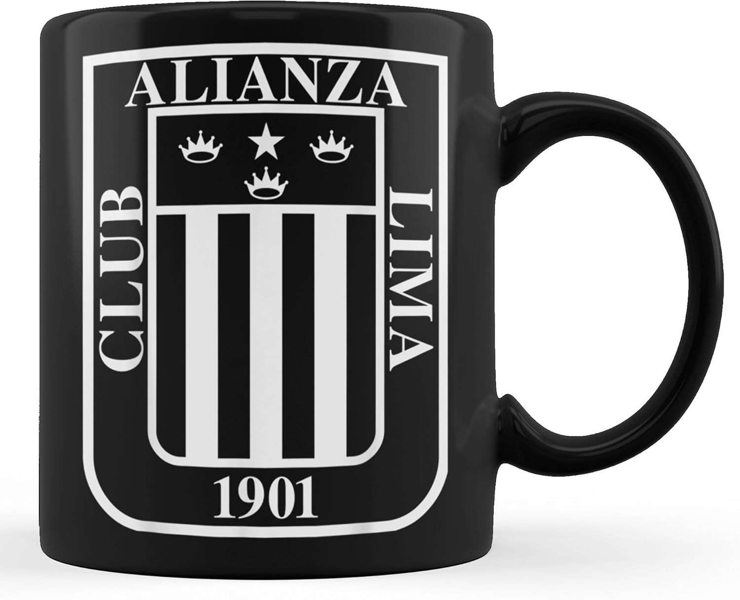 Alianza Lima Escudo Blanco Taza de Café Negra 11oz