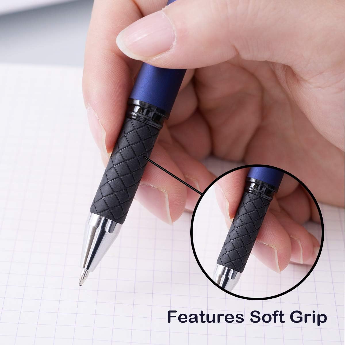 Bolígrafos de tinta de gel negra de 0.028 in de punta media 2 en 1 con lápiz capacitivo, bolígrafo de trabajo de escritura suave para oficina,