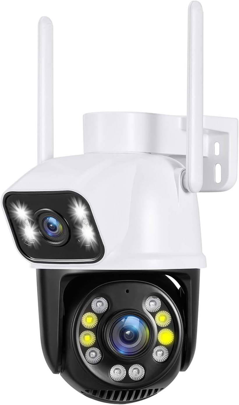 PTZ WiFi Seguridad al aire libre inalámbrica 2X3MP Dual Lens Linkage Human Detect Pan tilt zoom digital Seguimiento automático Cámara de vigilancia
