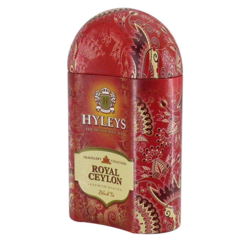 Hyleys Royal Ceylon Té negro de hoja grande en lata 3.52 onzas (3.53 oz) – Colección Traveller’s
