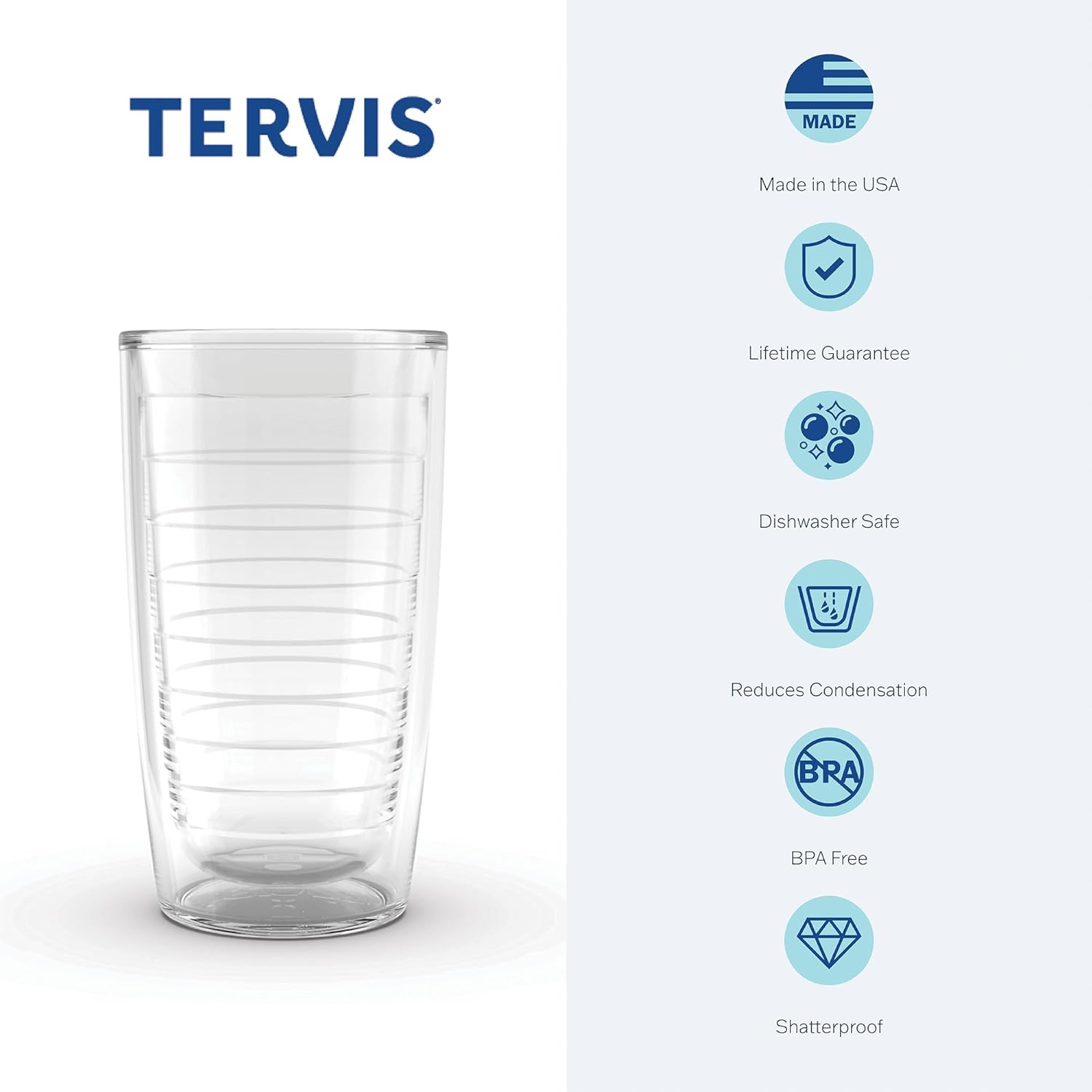 Tervis Vaso aislado de doble pared Stay Wild hecho en Estados Unidos mantiene las bebidas frías y calientes, 16 onzas, transparente
