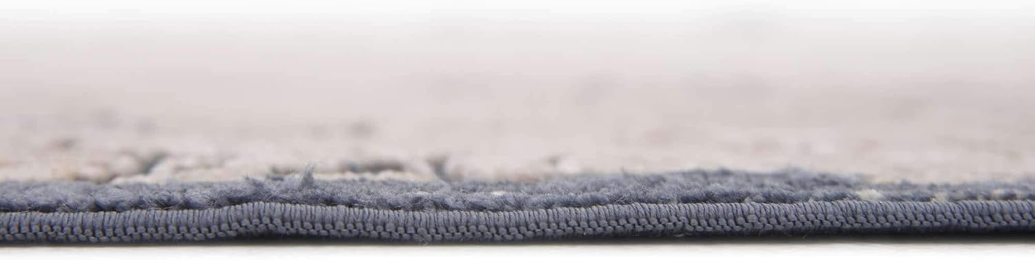 Unique Loom Chateau Collection – Alfombra rústica, vintage, medallón, texturizada, envejecida, tradicional, 8 pies, beigeazul marino