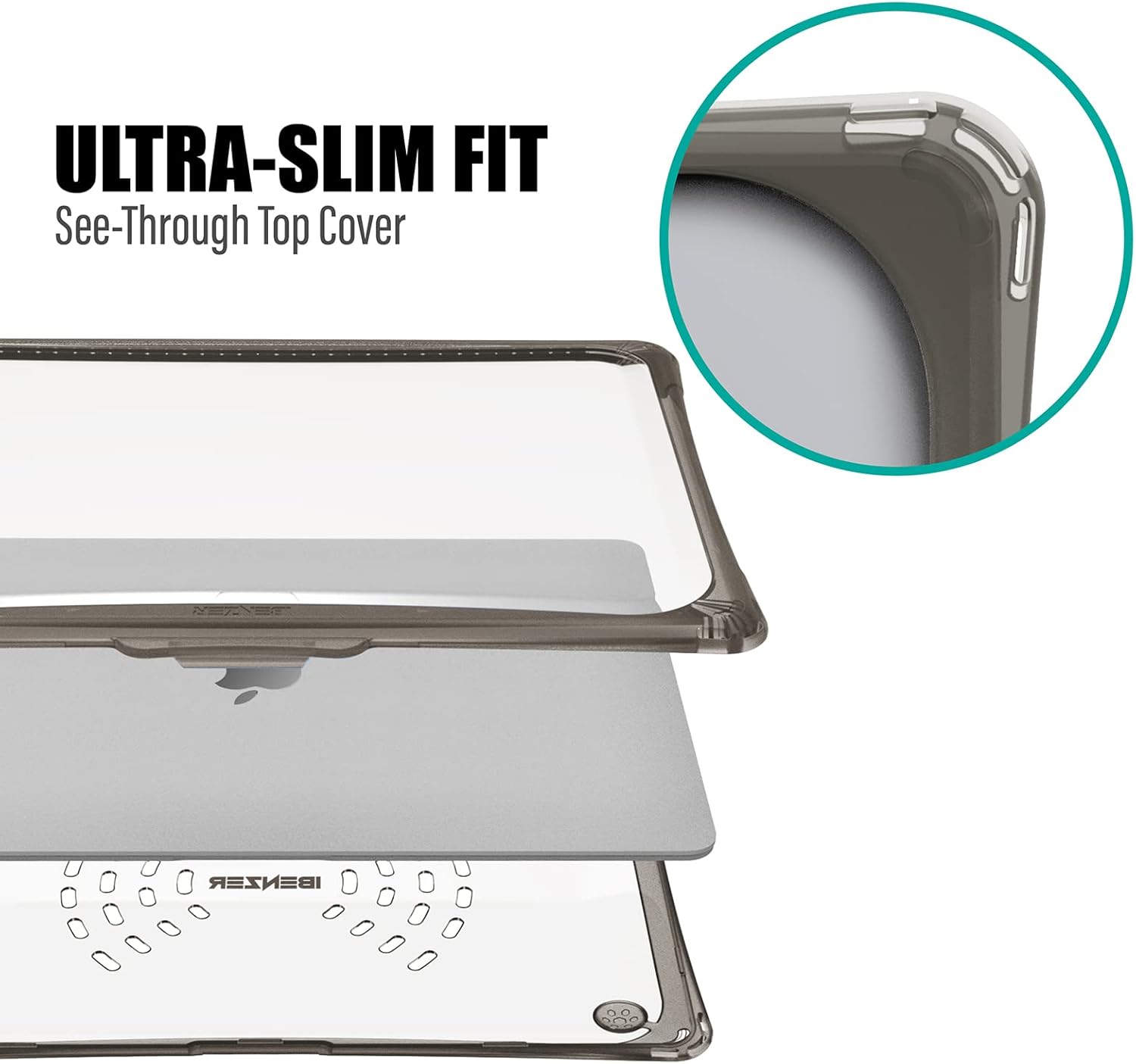 IBENZER Hexpact – Funda compatible con MacBook Air de 13 pulgadas 2022 2021 2020 M1 A2337 A2179 A1932, funda resistente con cubierta de teclado,