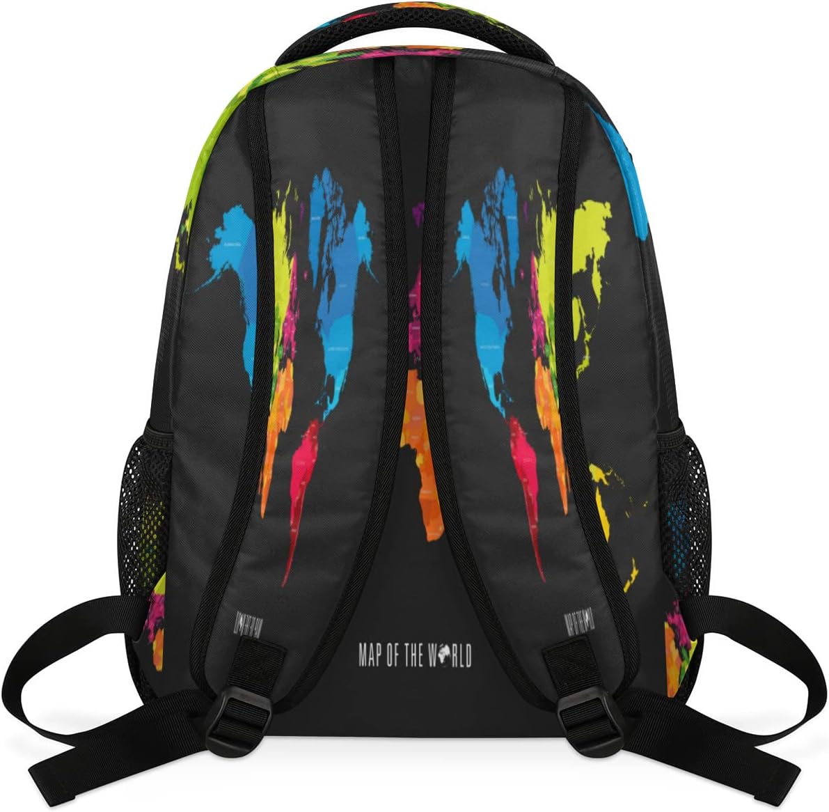 Mochila de mapa del mundo, mochilas de color negro bolso de hombro casual viaje portátil Daypack Bolsas, Mapamundi, Mochilas Daypack