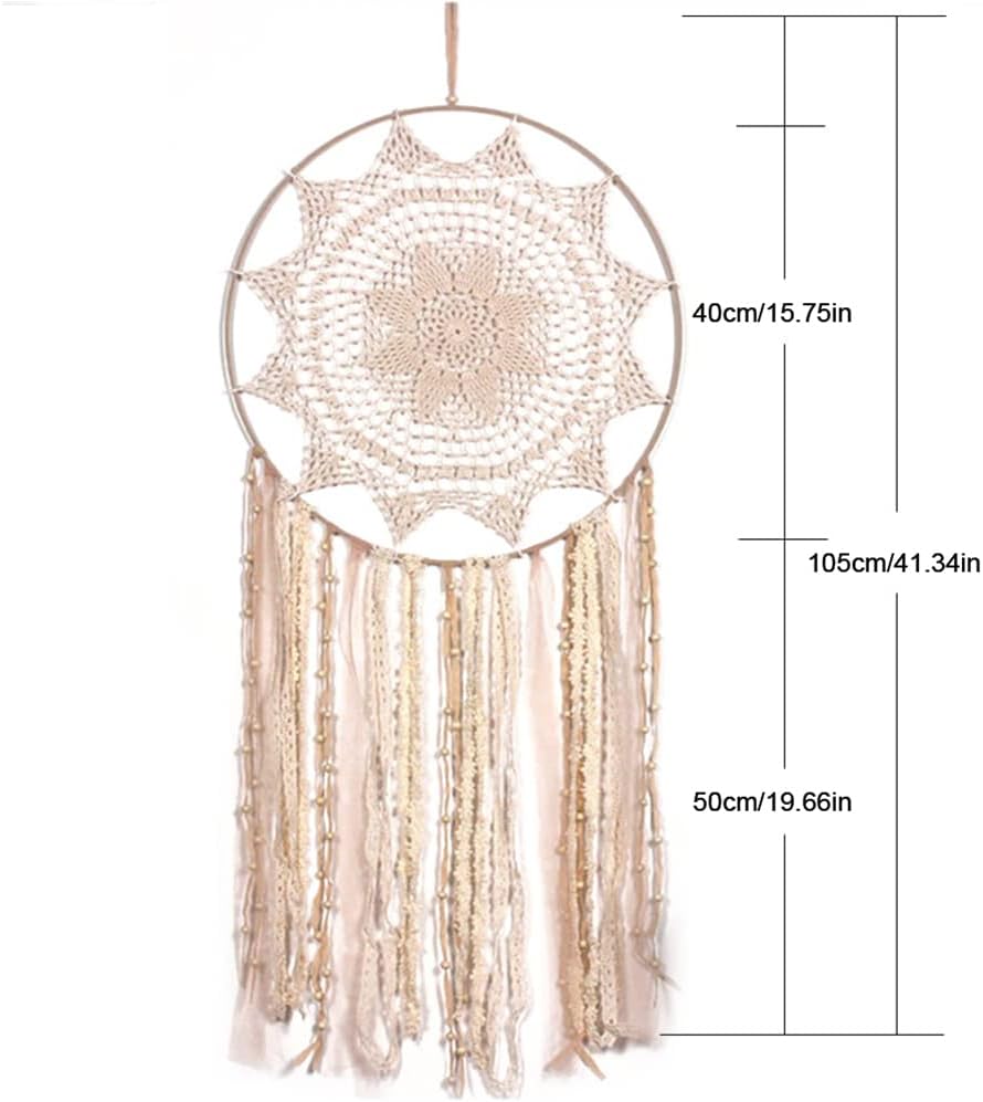 Atrapasueños de macramé  Atrapasueños de borla beige hecho a mano  Adornos colgantes bohemios para dormitorio, sala de estar, guardería, hogar,