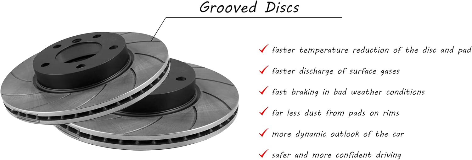 Grooves GT Sport – Rotores de disco de freno compatibles con HONDA FR-V BE MINIVAN 2004 2005 2006 2007 2008 2009-0827GVS – Delantero – ventilado –