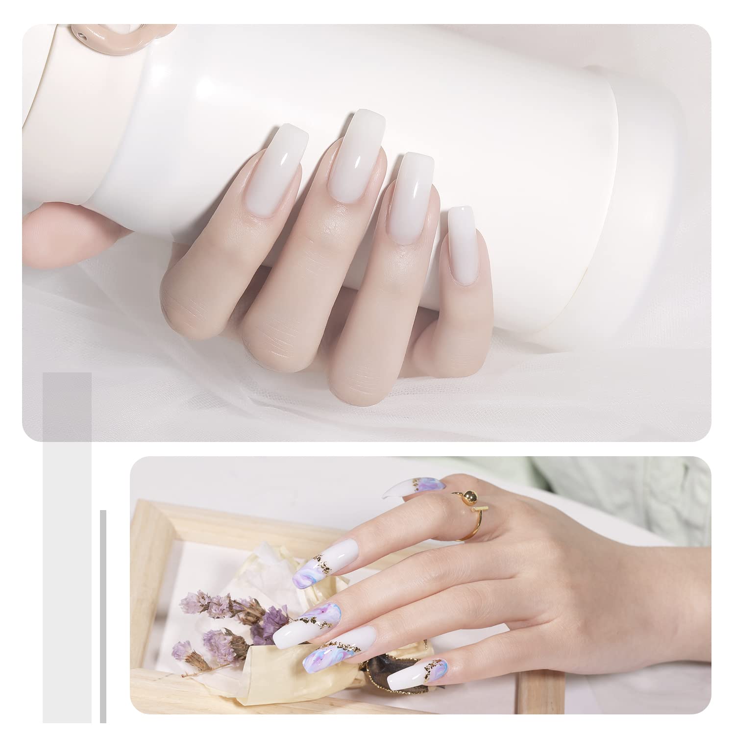 GAOY Polygel, gel de extensión de uñas de 2.12 oz, gel constructor blanco para mejorar las uñas para principiantes y profesionales de arte de uñas,