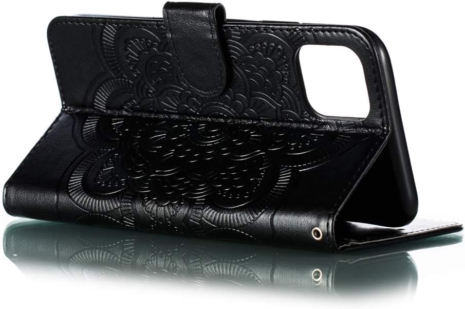 LEECOCO – Funda para iPhone 11 Pro Max en relieve de piel sintética de lujo con tapa para cuaderno, estilo libro, soporte magnético, ranura para