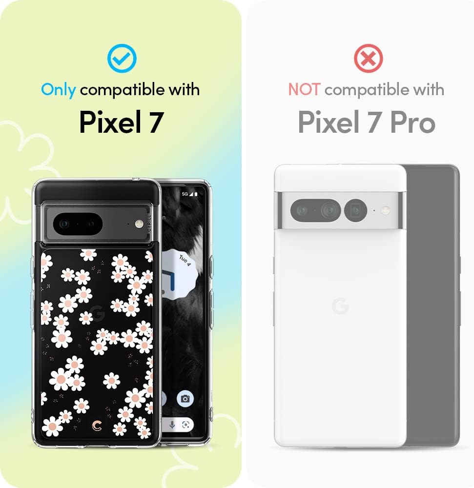 CYRILL Cecile – Funda compatible con Google Pixel 7 5G (2022), Pixel 7 transparente con diseño floral para mujer, perfil de ajuste delgado,