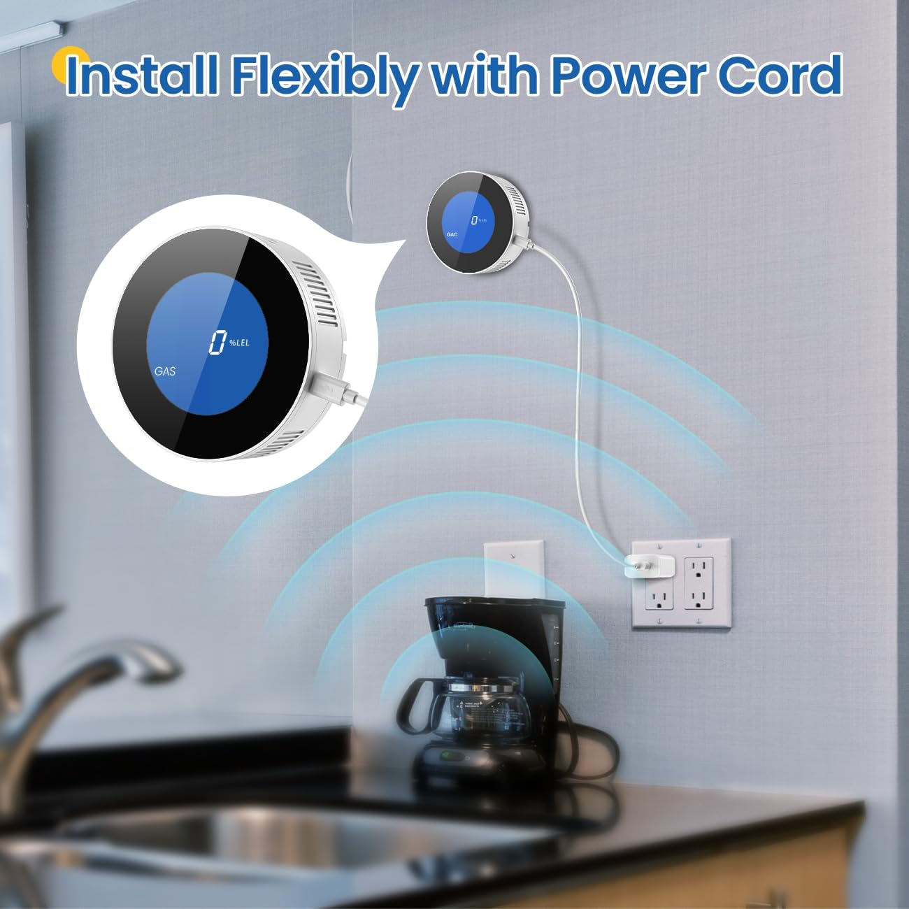 Detector de gas natural 3.0 para el hogar, pantalla digital de gran precisión. Alarma de gas naturaldetector de propano para cocina, cámper,