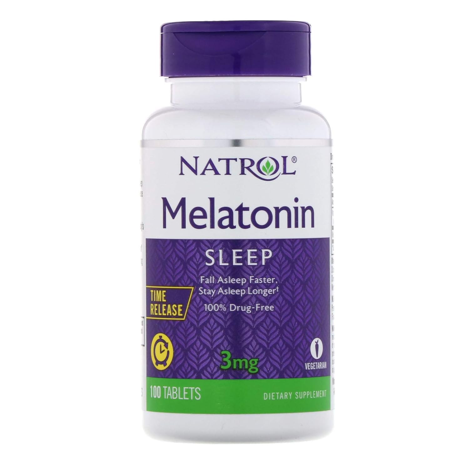 Natrol Tabletas de suplemento dietético de liberación de tiempo de sueño de melatonina 3 mg 100 ea