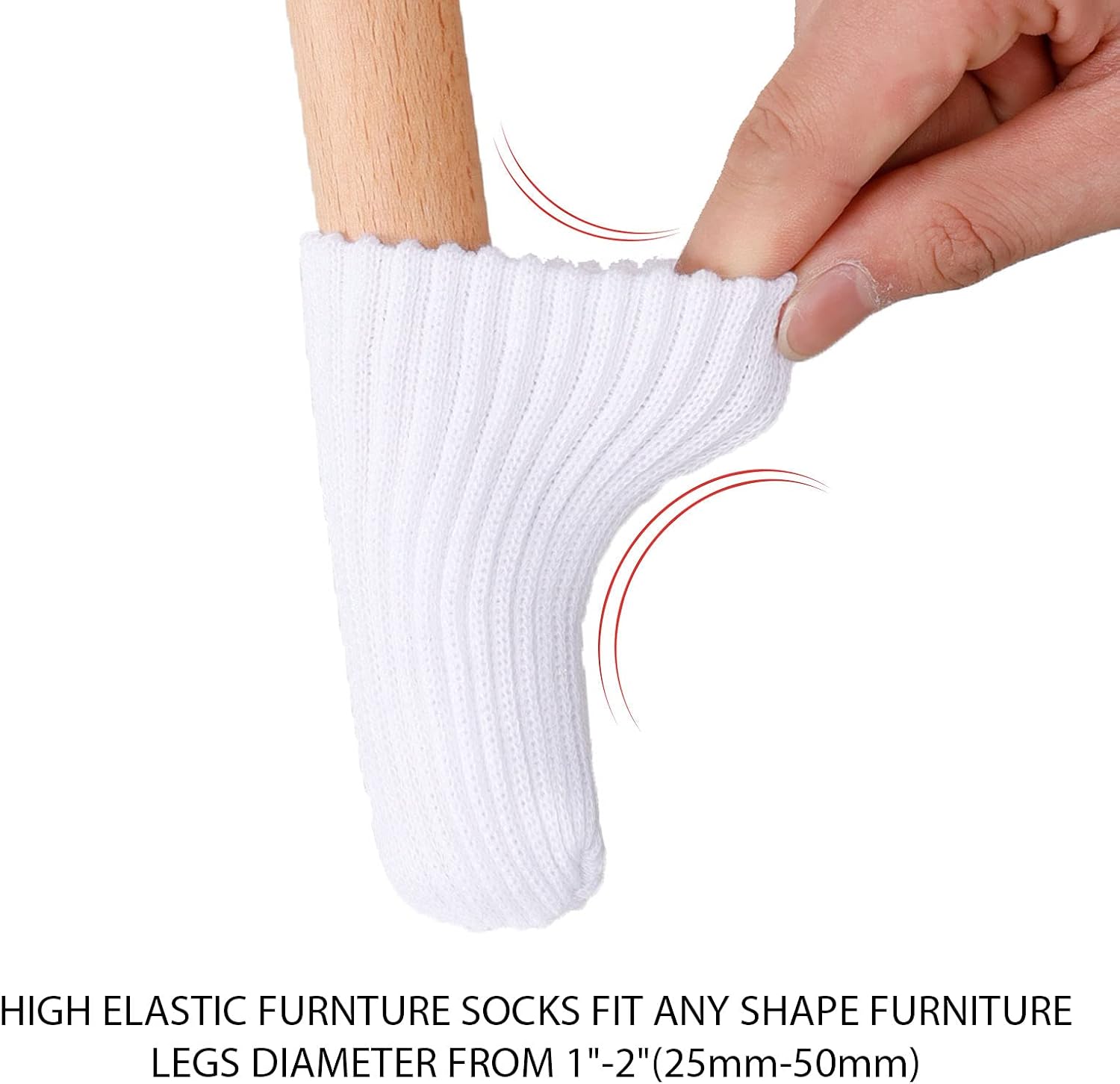 Hazeland – Protectores de patas de silla de punto de alta elasticidad para suelos de madera dura, 24 unidades, antideslizantes, sin arañazos,