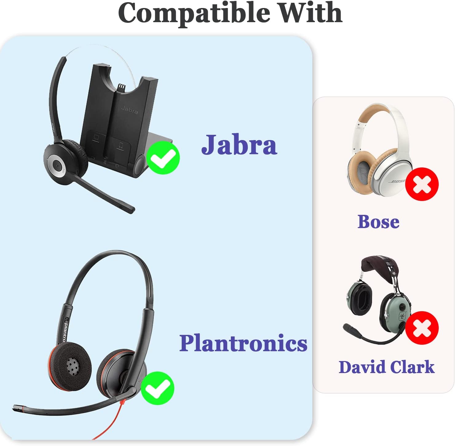 Plantronics – Almohadillas de espuma de repuesto para auriculares Plantronics HW251N HW261N HW510 HW520 Blackwire C320 3210 3220 3320 Jabra PRO 920