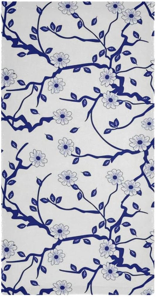 Giwawa Juego de 2 toallas de mano de estilo chino azul y blanco para baño, cocina, absorbente, suave, toallas de baño para el hogar, 28 x 14 pulgadas