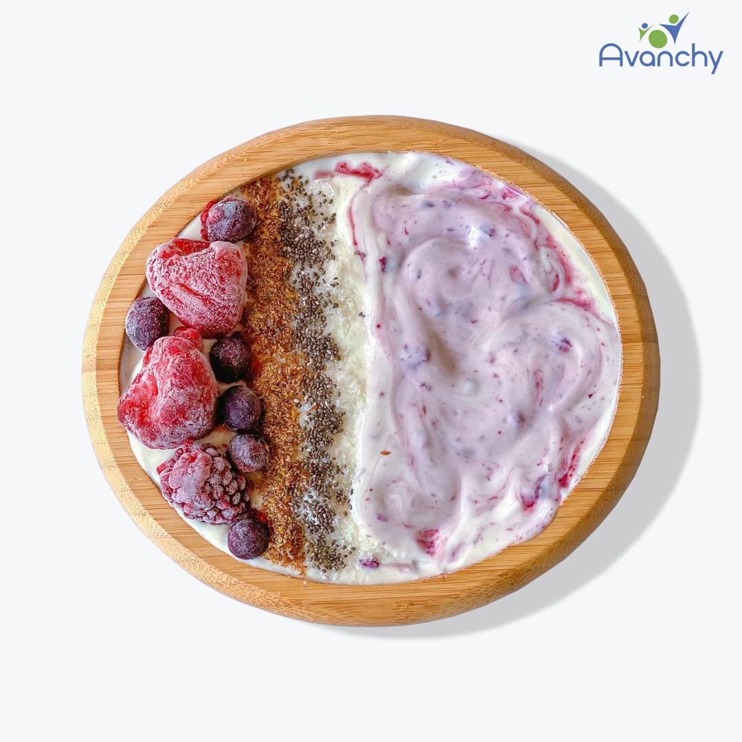 Avanchy Platos clásicos para bebés de bambú no divididos con succión para bebés y niños pequeños con cuchara de silicona para alimentación, color