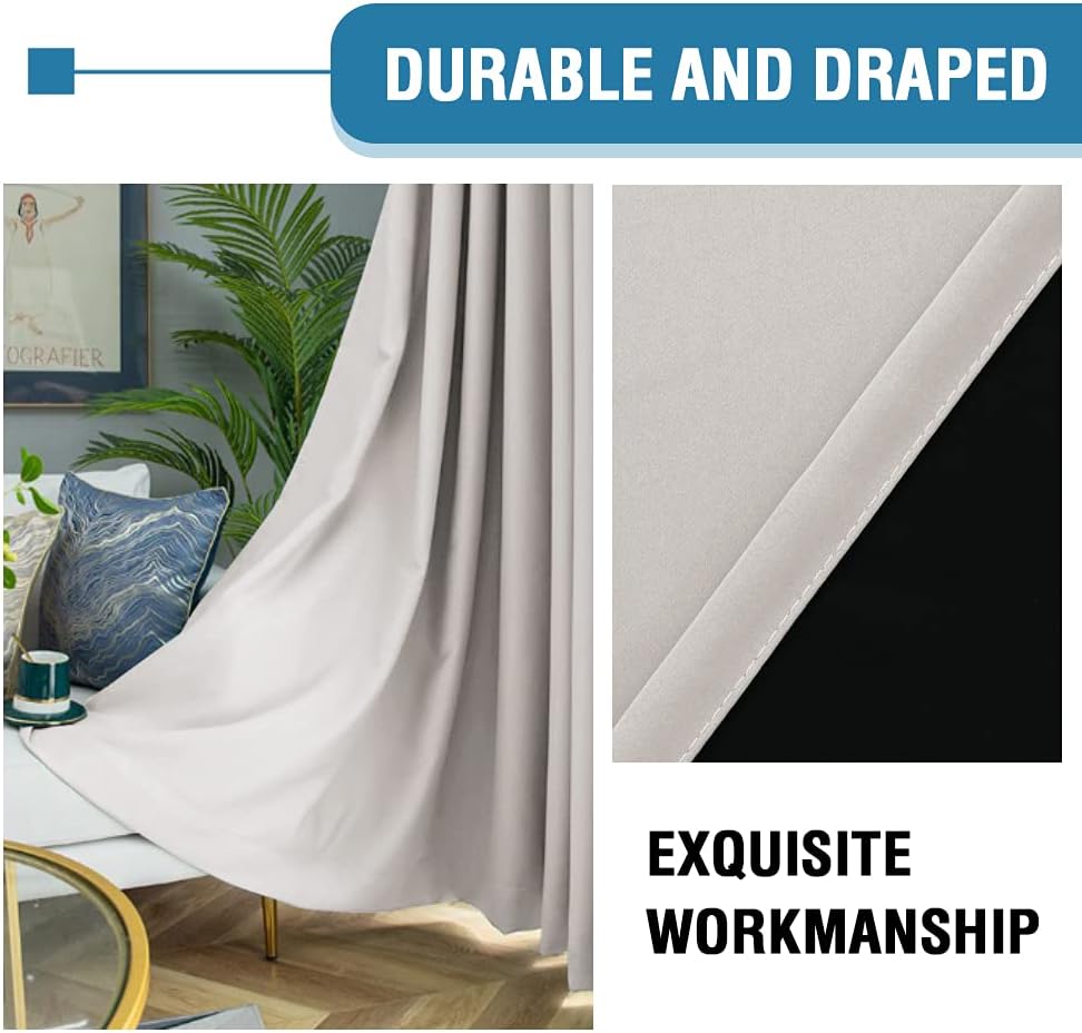 H.VERSAILTEX Cortinas 100% opacas para dormitorio, 42 pulgadas de ancho, con aislamiento térmico, cortinas opacas de 54 pulgadas de largo, con