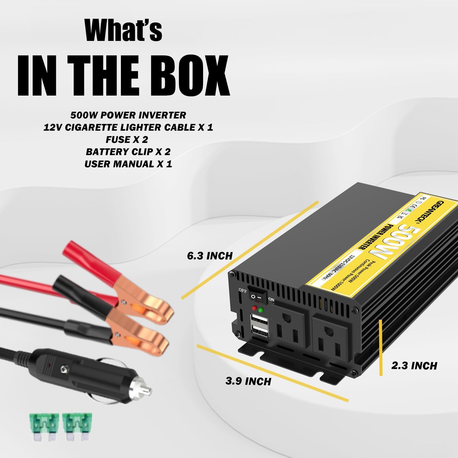 Inversor de corriente de 500 vatios, convertidor de onda sinusoidal modificada de 12 V CC a 110 V 120 V CA, inversor de onda sinusoidal modificada