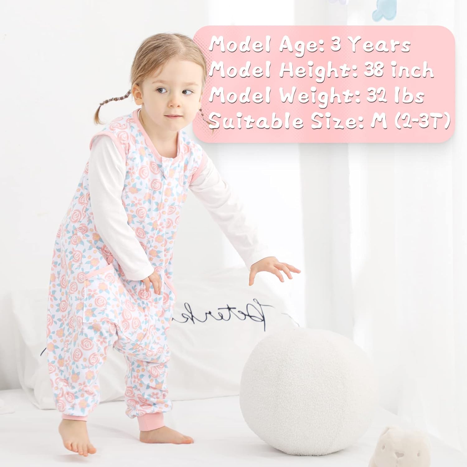 Saco de dormir para niños pequeños, saco de dormir de 2 a 3 años, saco de dormir ligero para bebé, saco de dormir con pies, saco de dormir suave sin