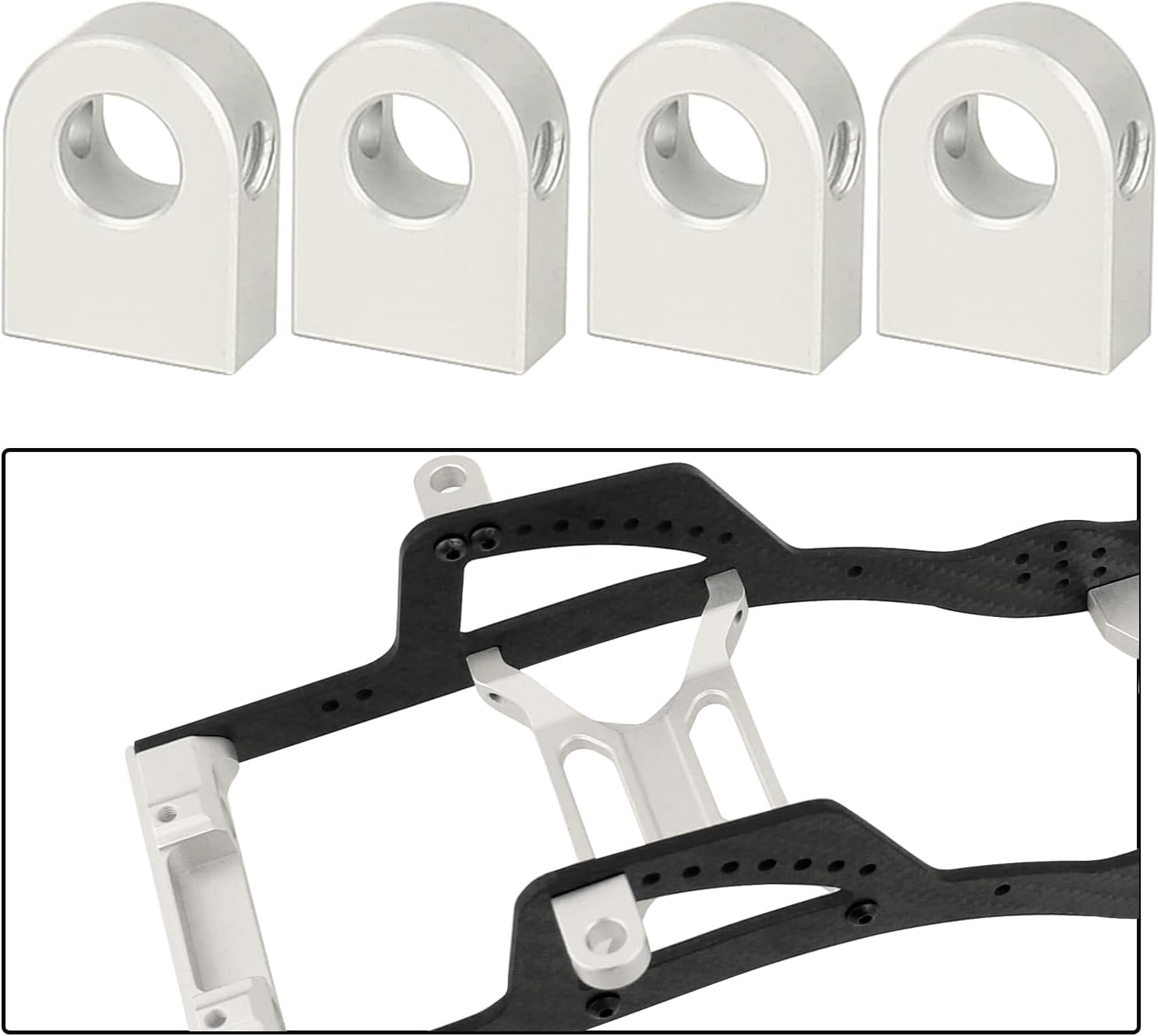 ZXYRC Soporte de poste de cuerpo de aleación de aluminio CNC para 110 RC Crawler Axial SCX10 PRO Actualizaciones de metal (Plata)