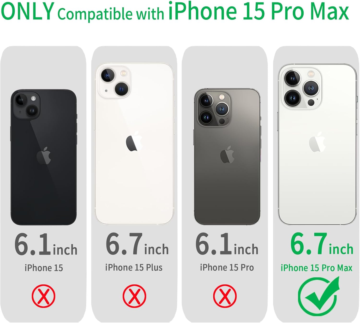 JJGoo Compatible con iPhone 15 Pro Max Funda transparente, transparente a prueba de golpes, delgada, antiarañazos, carcasa protectora trasera de