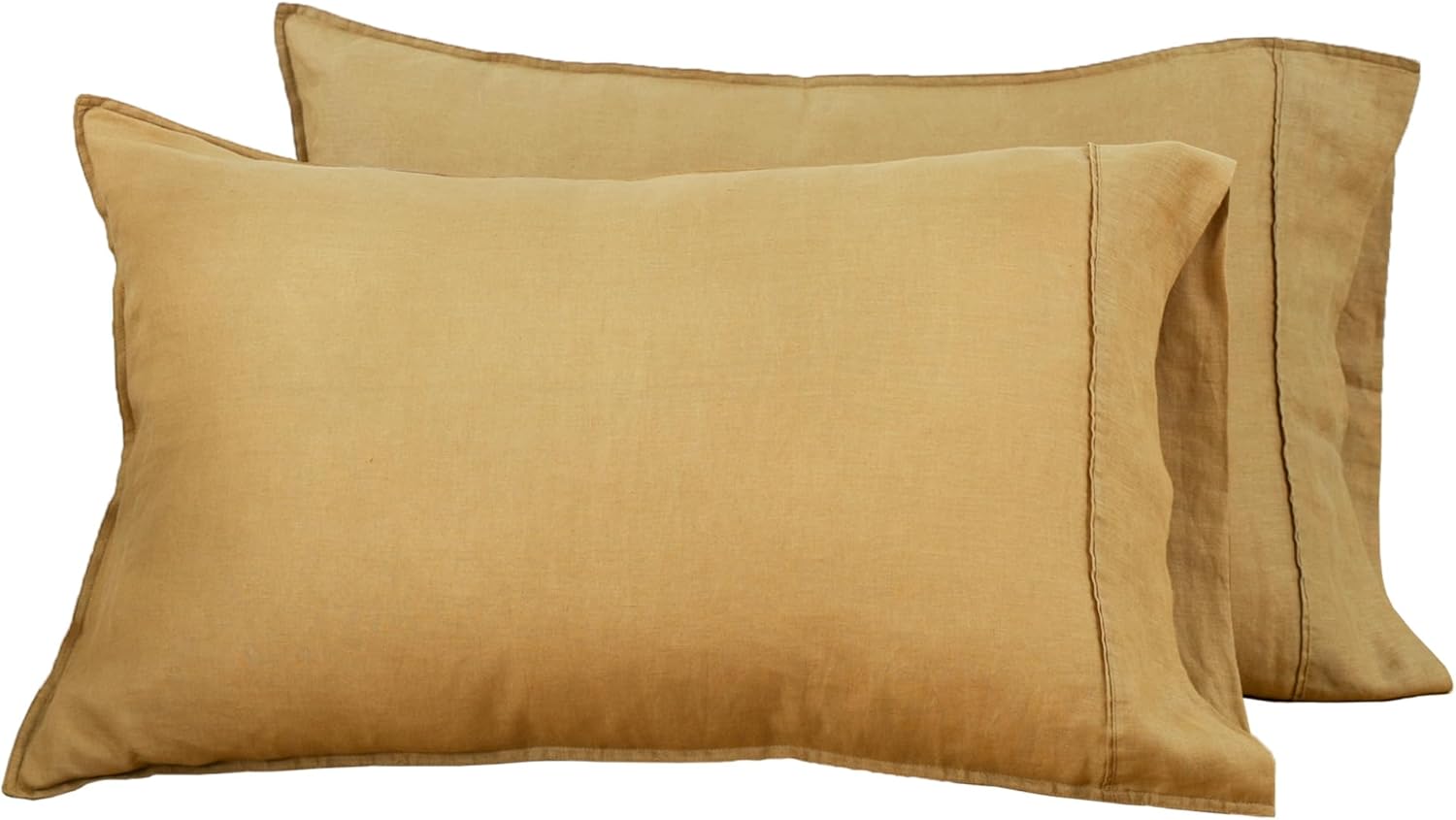 S VICTORY SYMBOL Pure Linen – Juego de 2 fundas de almohada de 20 x 30 pulgadas, 100% lino natural francés, suaves y duraderas, color beige arena,
