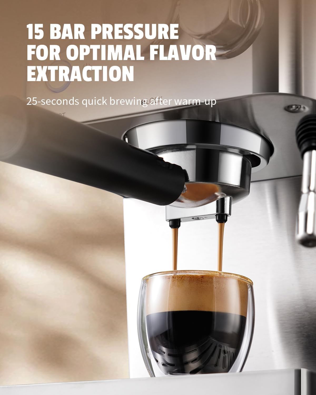 SHARDOR Máquina de café expreso, 15 bares, de calentamiento rápido, con espumador de leche, máquina manual de café con leche y capuchino para el