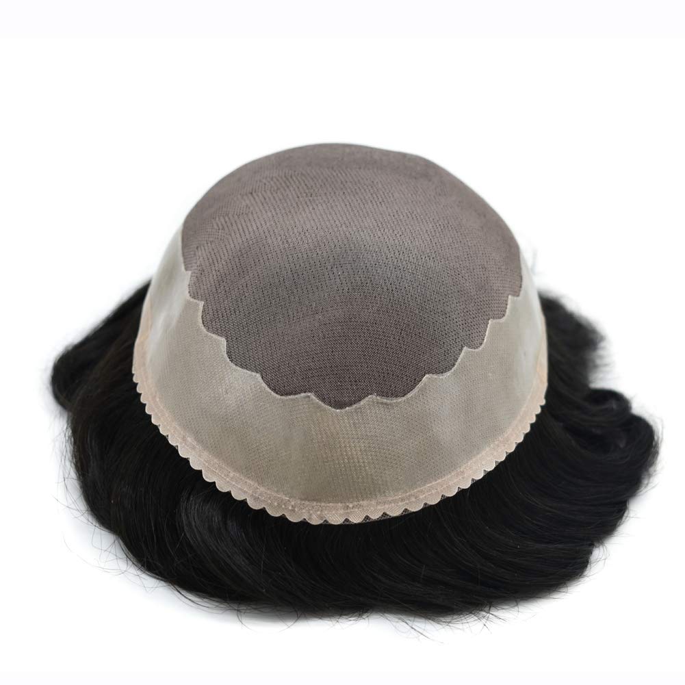 Toupee para hombres Sistema de reemplazo de piezas de cabello humano fino mono invisible para hombre Toupee sistema de pelo para hombres postizos