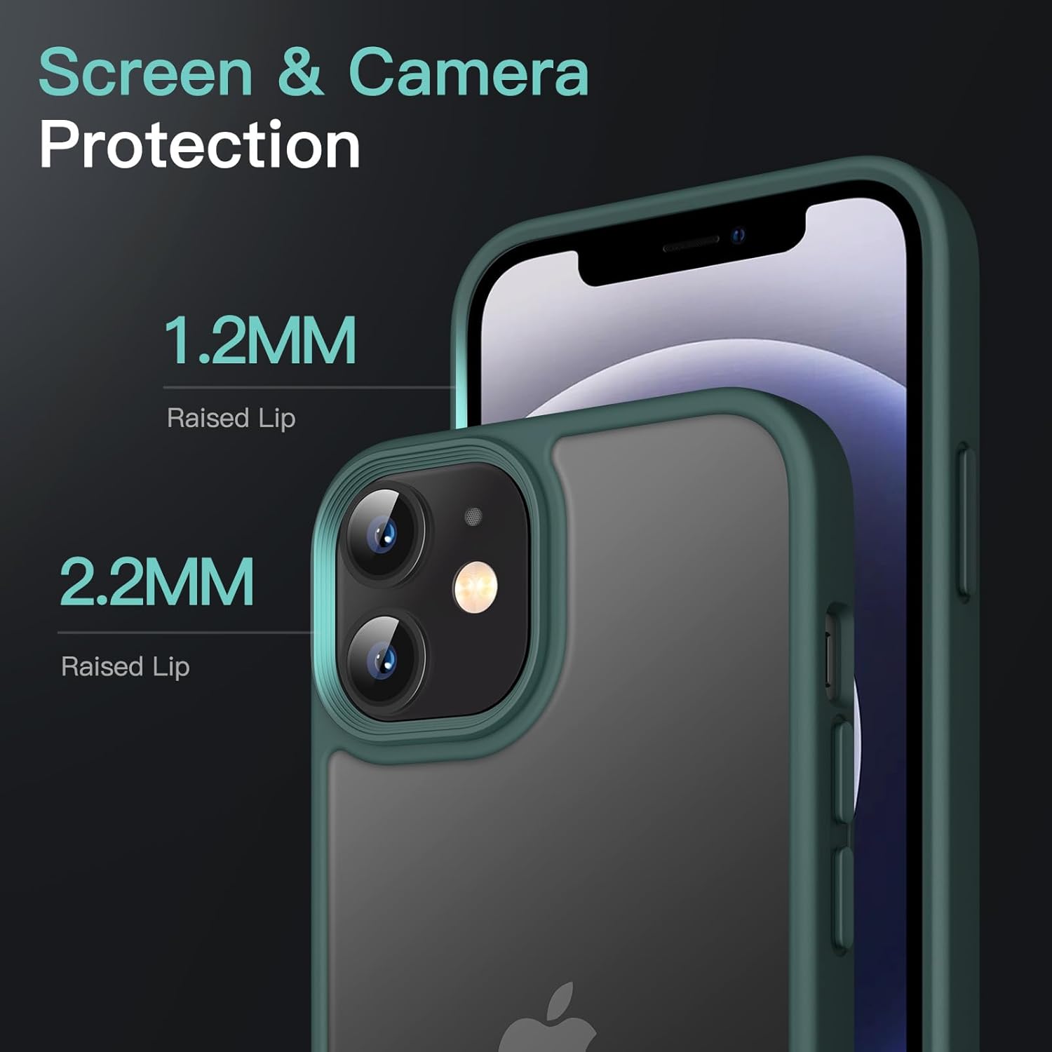 JETech Funda mate para iPhone 1212 Pro de 6.1 pulgadas, a prueba de golpes, protección contra caídas de grado militar, cubierta trasera translúcida